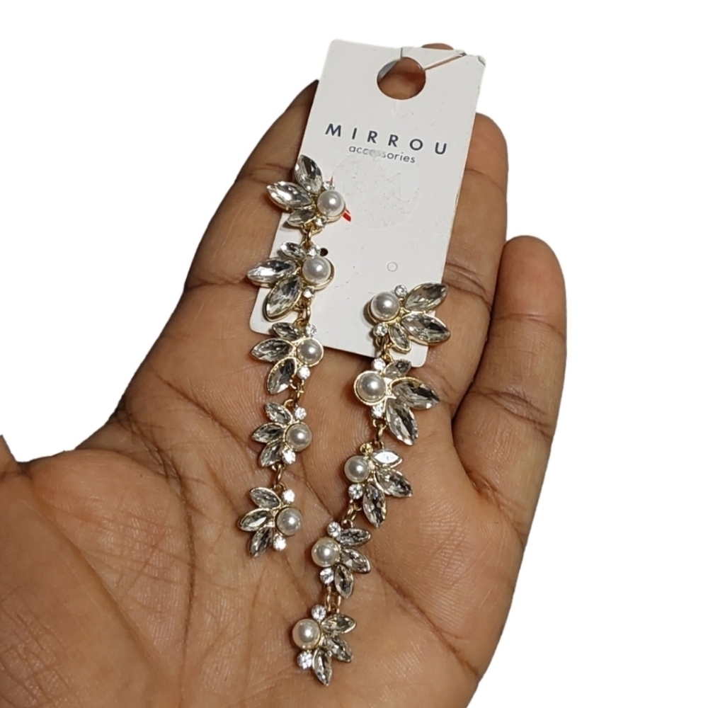BRIDAL DIAMOND LONG FASHION EARRINGS